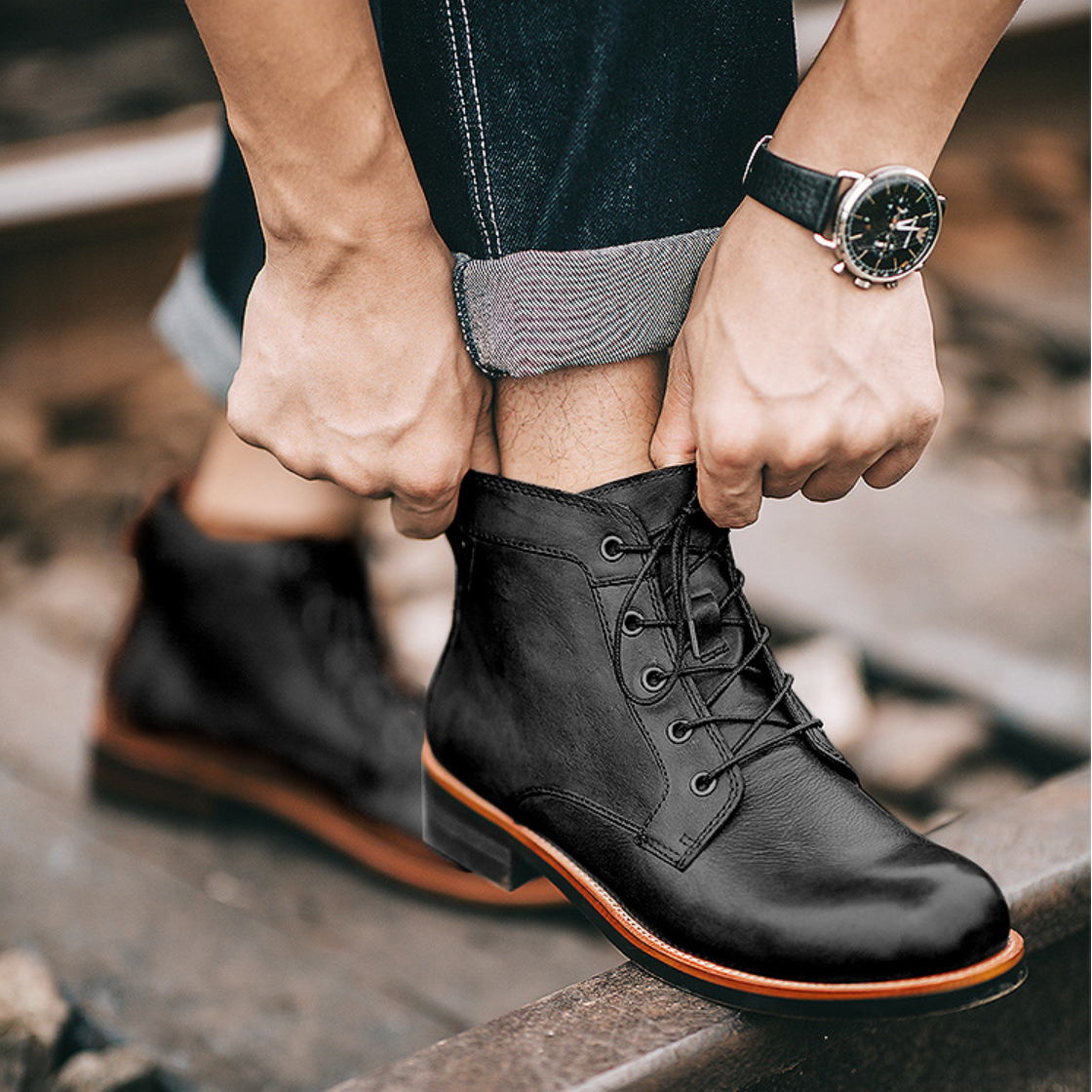 Bottes en cuir pour hommes - Style raffiné et robuste - Projet Paris - Confort supérieur