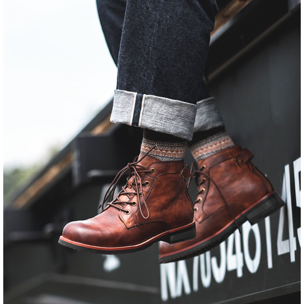 Bottes en cuir pour hommes - Style raffiné et robuste - Projet Paris - Confort supérieur