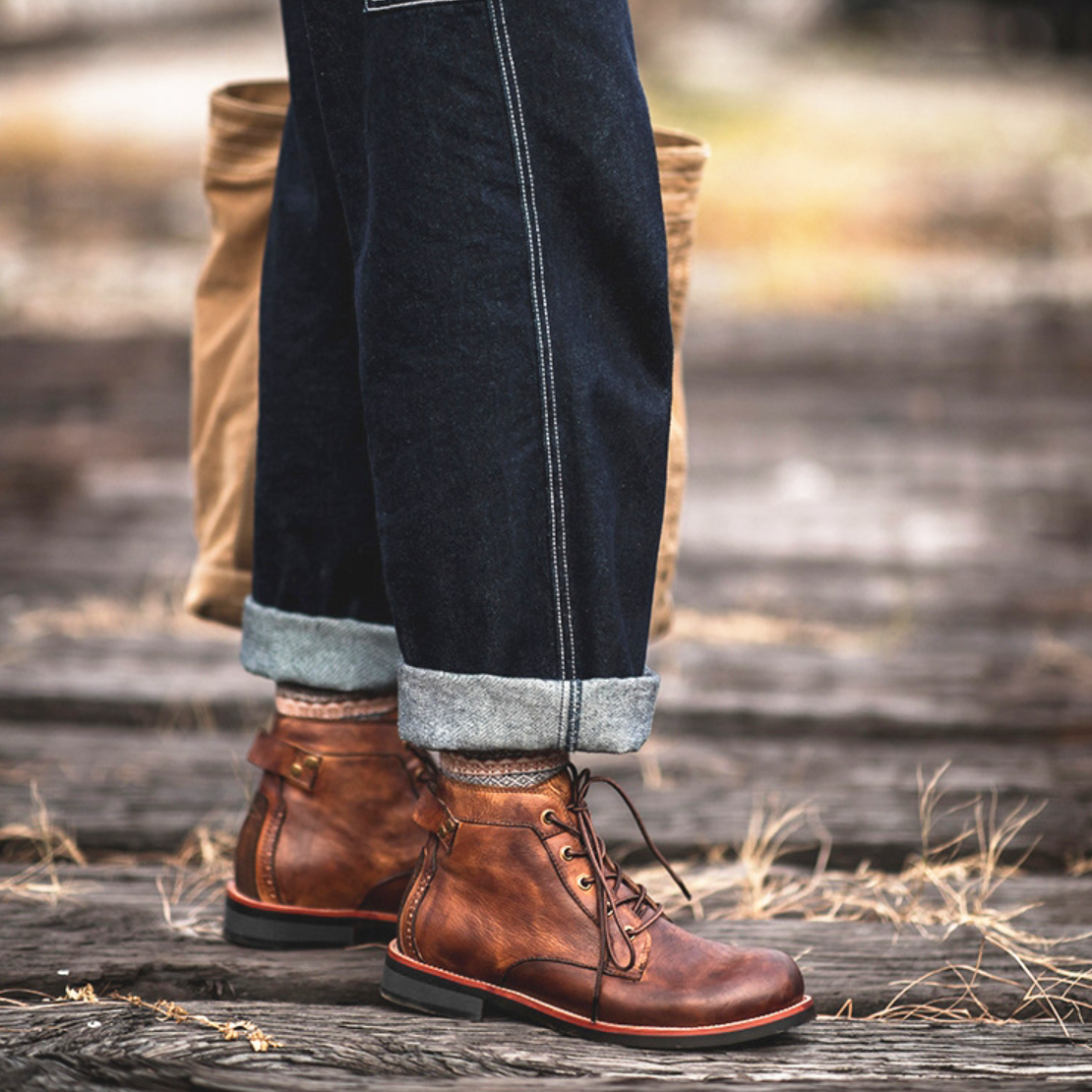 Bottes en cuir pour hommes - Style raffiné et robuste - Projet Paris - Confort supérieur