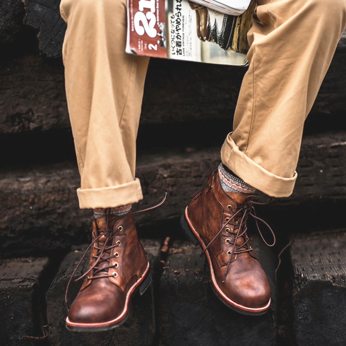 Bottes en cuir pour hommes - Style raffiné et robuste - Projet Paris - Confort supérieur