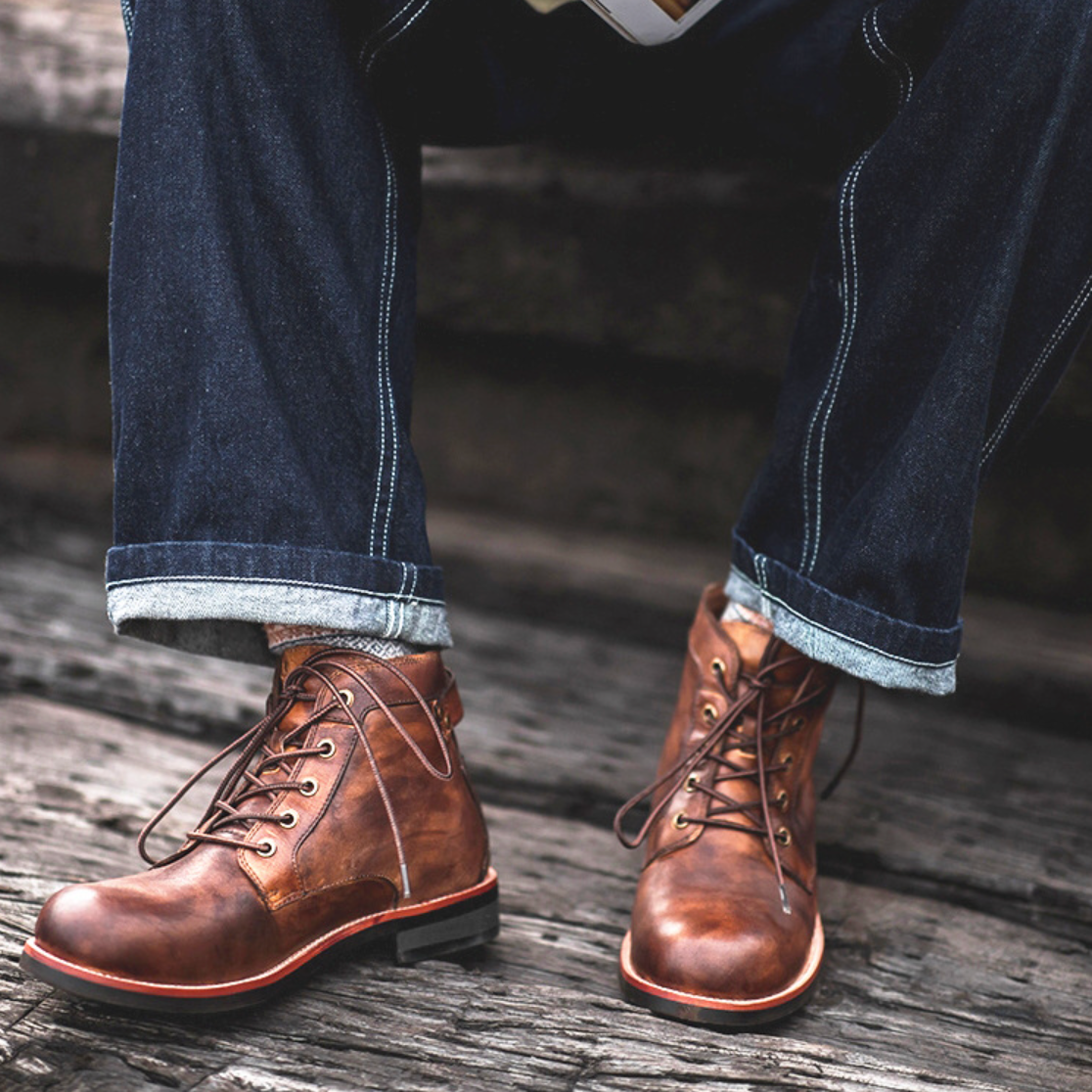 Bottes en cuir pour hommes - Style raffiné et robuste - Projet Paris - Confort supérieur