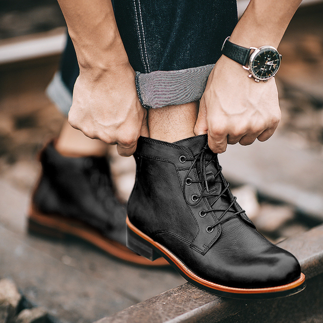 Bottes en cuir pour hommes - Style raffiné et robuste - Projet Paris - Confort supérieur