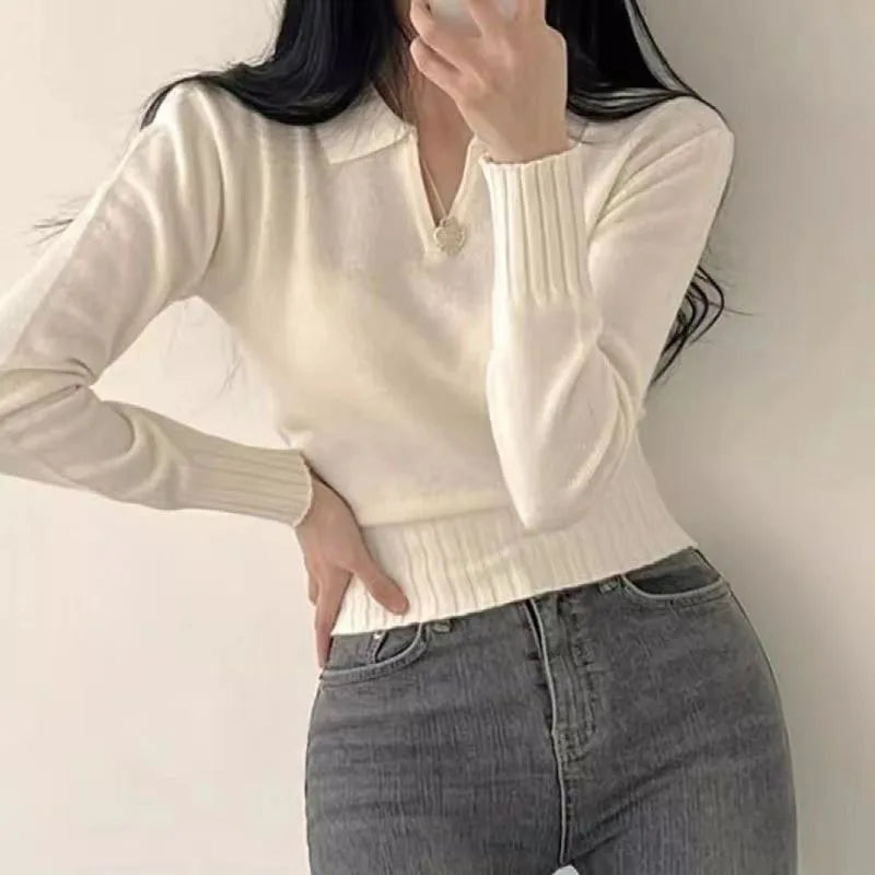 Pull court à col pour femmes - Projet Paris - Élégant et stylé - Confort tout au long de la journée