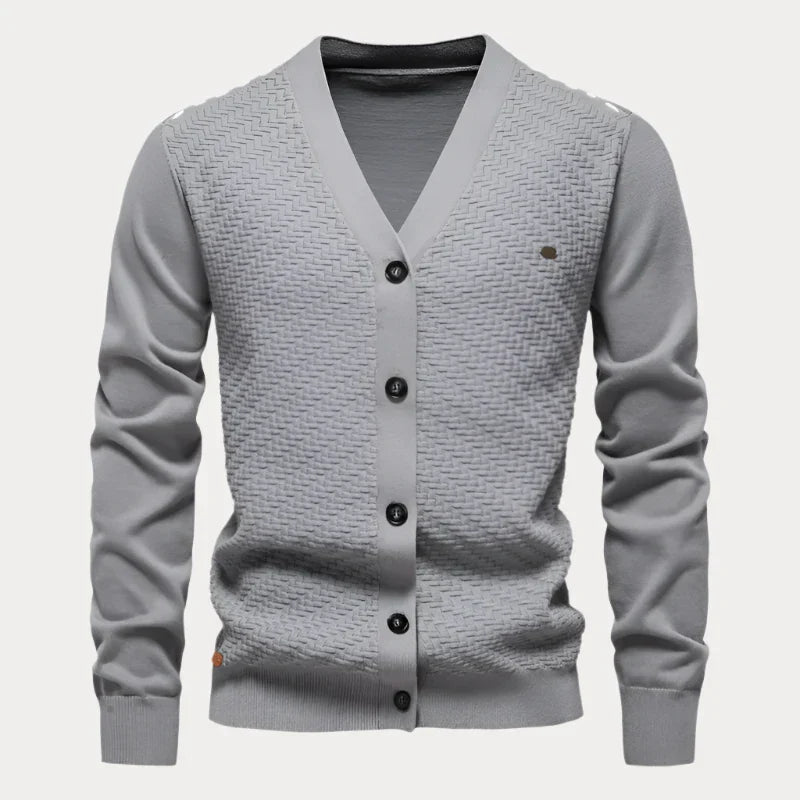 Cardigan à boutons avec col en V pour hommes - Projet Paris - Élégant et décontracté