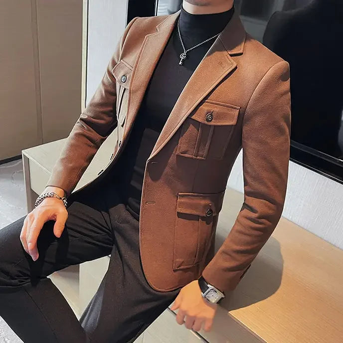 Blazer élégant cintré avec poches multiples pour hommes - Projet Paris - Style raffiné et pratique