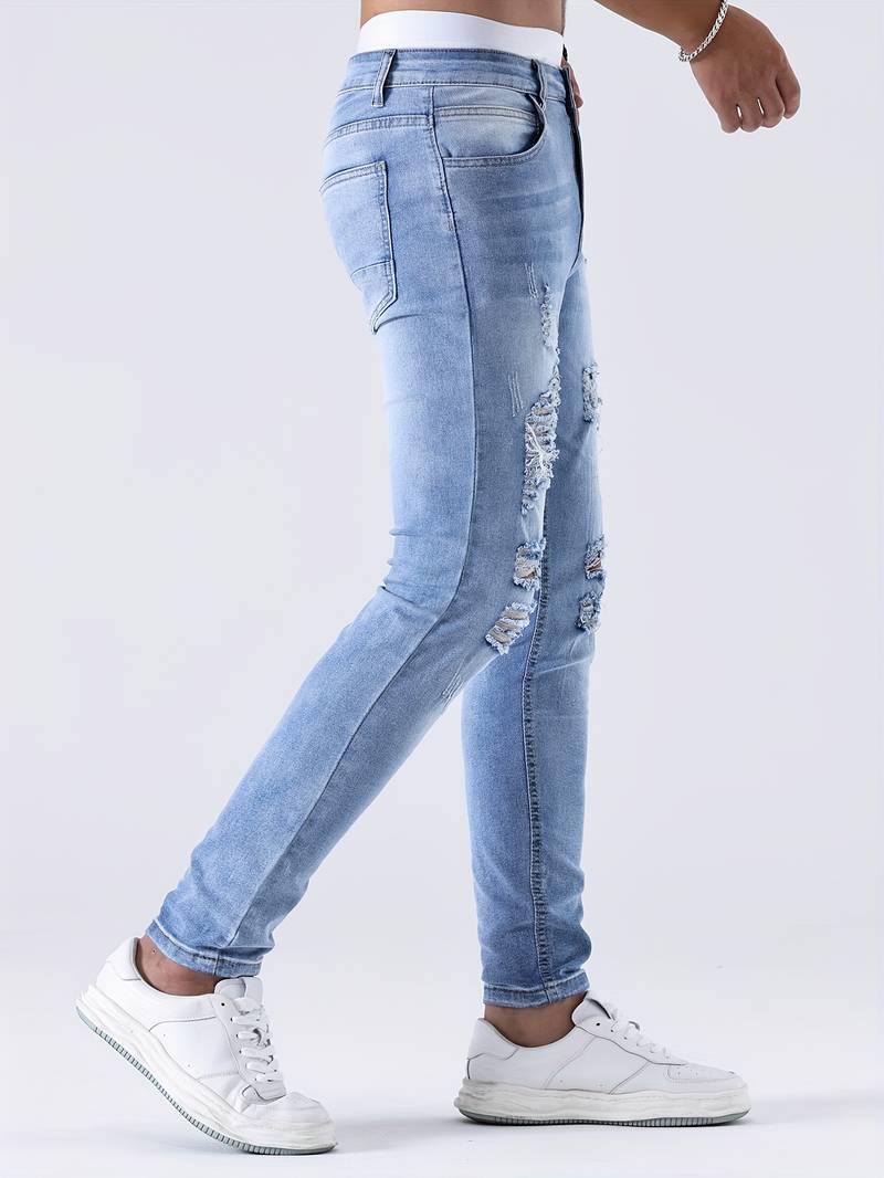 Jean slim homme | effet déchiré décontracté | Projet Paris – Look urbain, coupe moderne et stretch confortable