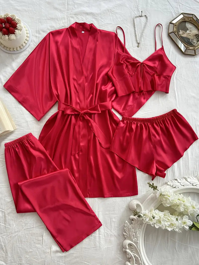 Ensemble Pyjama Satin 4 Pièces pour Femme – Projet Paris – Chic et raffiné