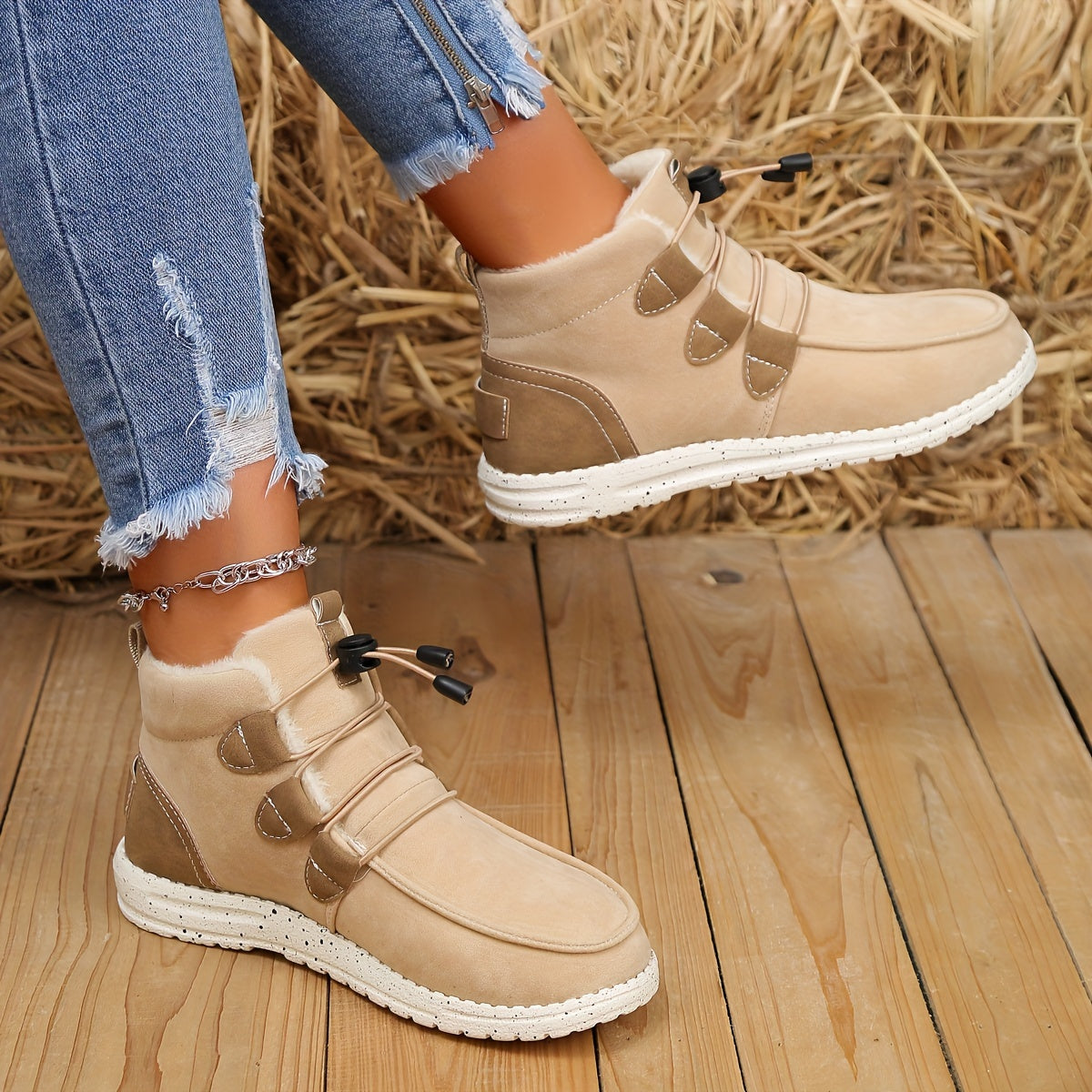 Bottes d'hiver beiges - pour femmes - Projet Paris - Confort optimal pour l'hiver - Style élégant