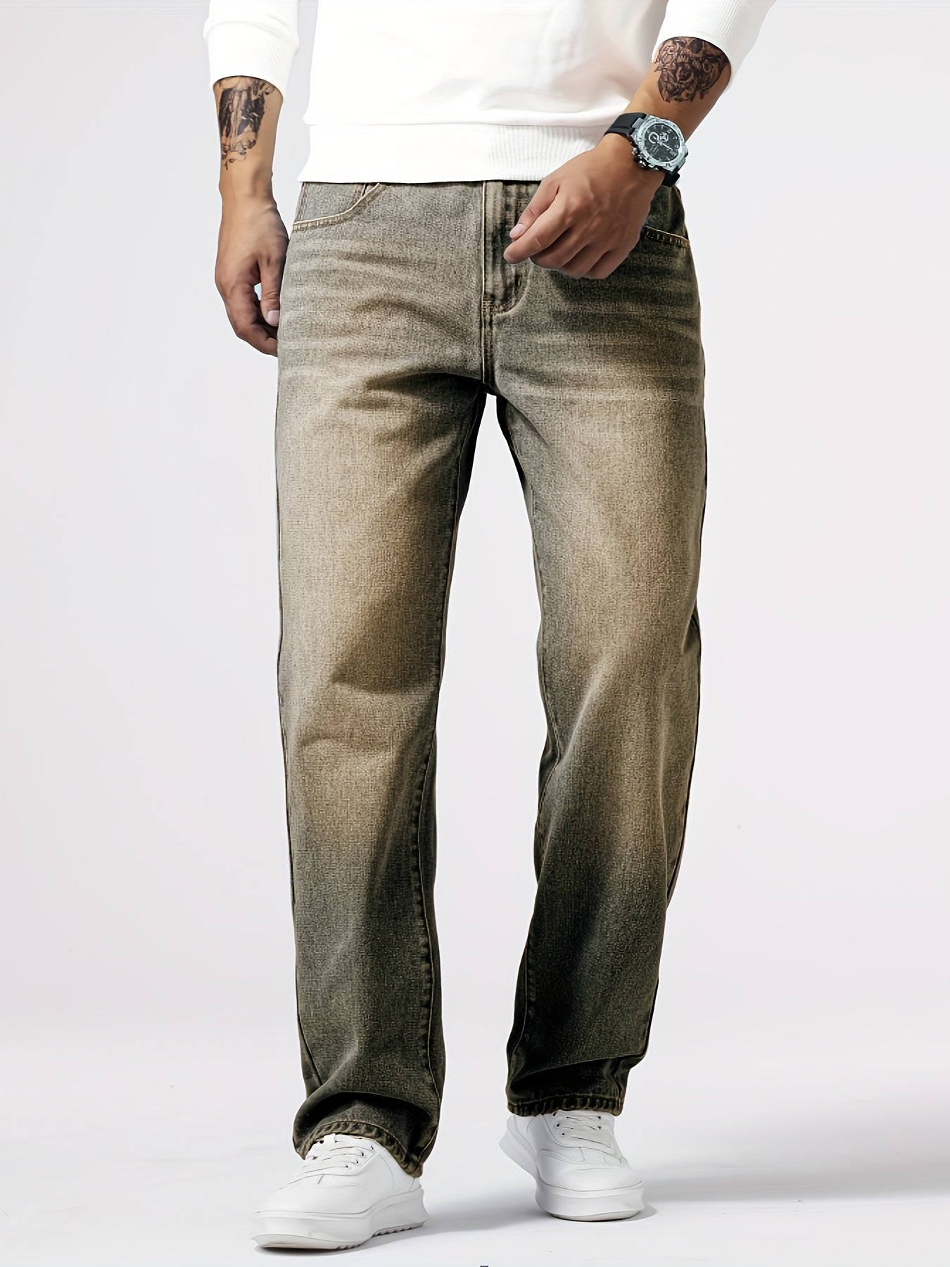 Jean ample effet usé pour homme - Projet Paris - Design vintage - Confort décontracté
