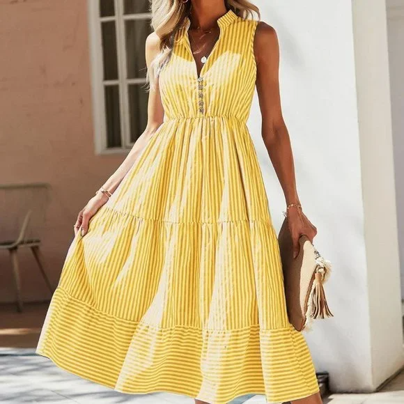 Robe A-ligne Rayée avec Décolleté Carré - Projet Paris - Un mélange parfait de confort