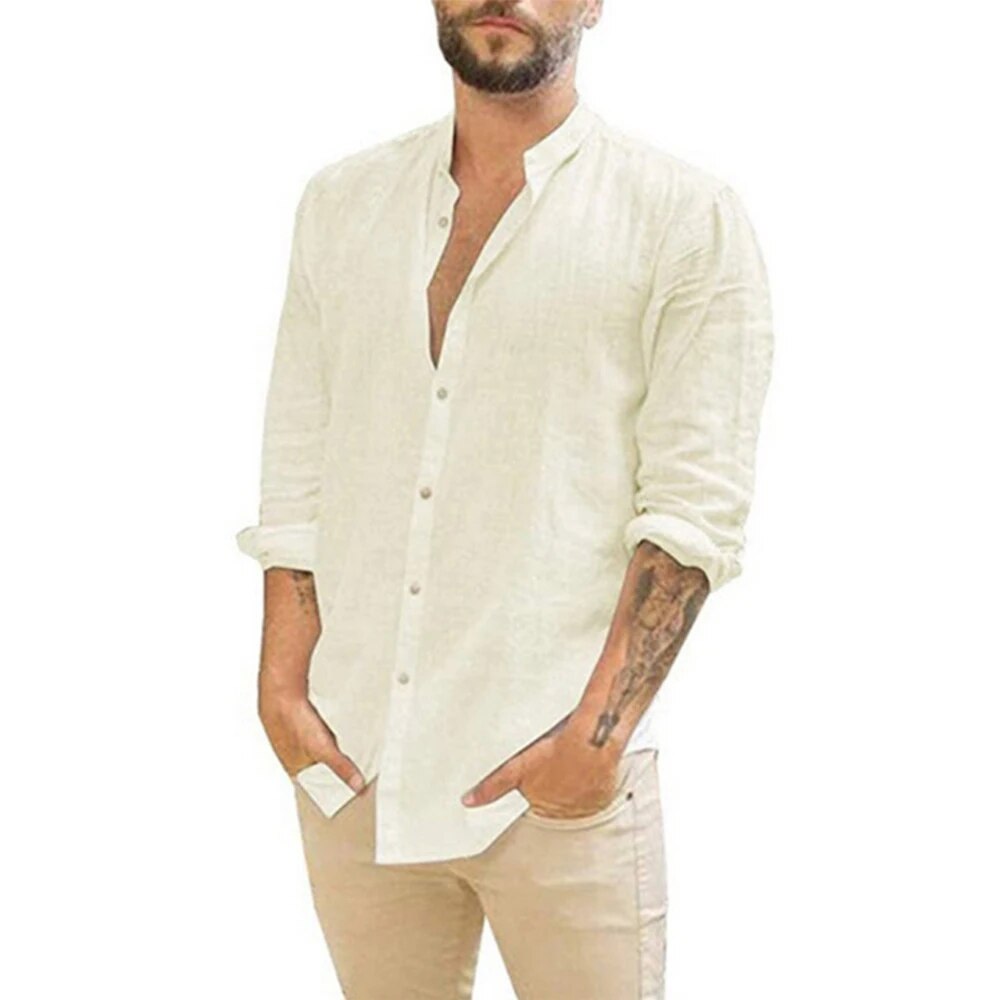 Chemise homme Albert – Projet Paris – Chemise légère à manches longues avec col montant