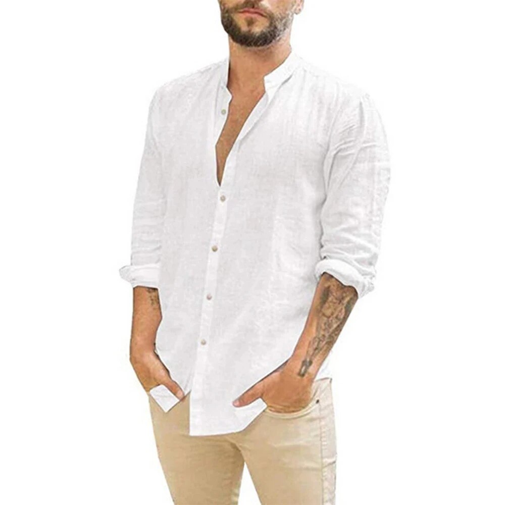Chemise homme Albert – Projet Paris – Chemise légère à manches longues avec col montant