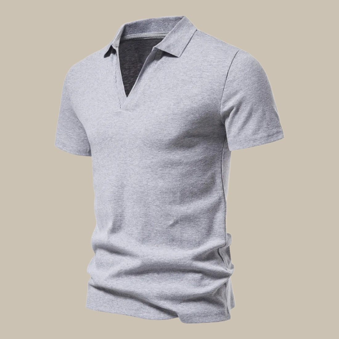 Polo homme en laine merino – Manches courtes, col en V – Projet Paris – Élégance décontractée