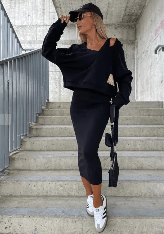 Ensemble luxe et confortable (Robe & Sweatshirt) - Projet Paris - Élégance et confort