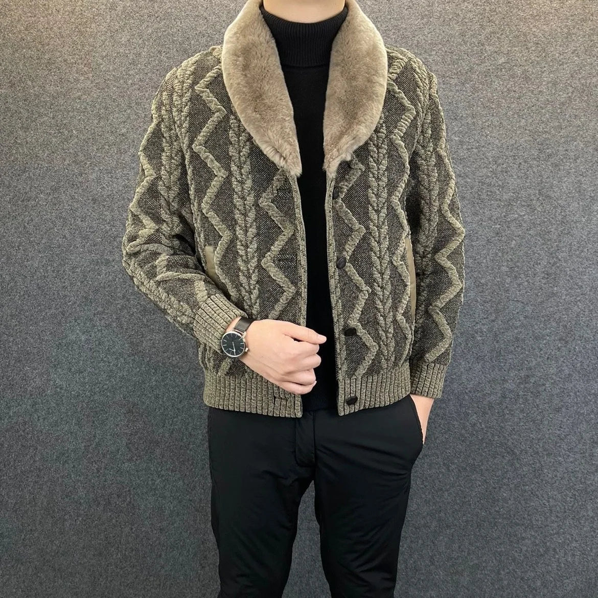 Cardigan réversible à la mode pour hommes - Projet Paris - Élégant et polyvalent - Parfait pour l'hiver