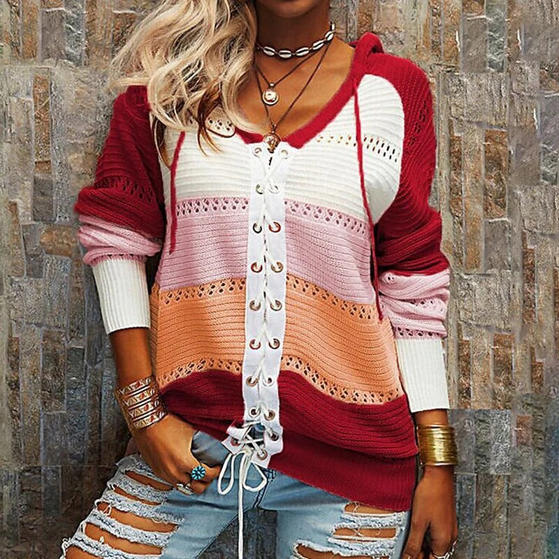 Pull à capuche et dentelle pour femmes - Projet Paris - Chic et féminin - Parfait pour un look casual