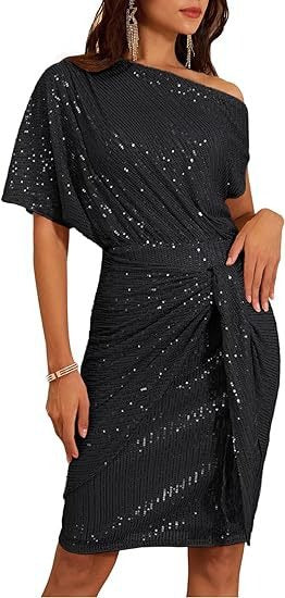 Robe asymétrique à paillettes - Épaule dénudée - Projet Paris - Brillance et allure glamour