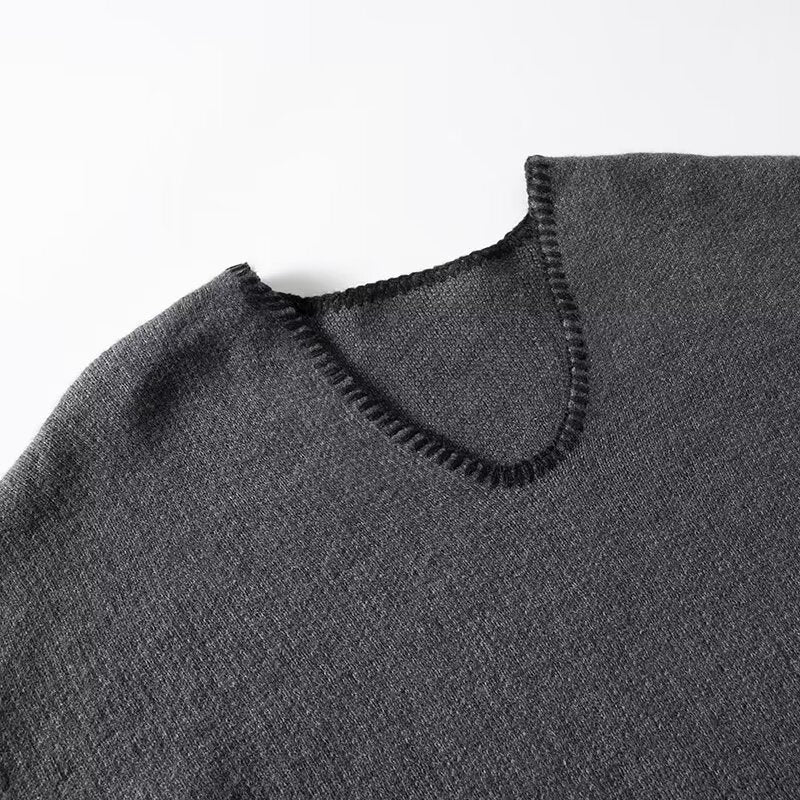 Pull col V chic en mélange de laine - Élégance intemporelle - Projet Paris - Couleur charbon