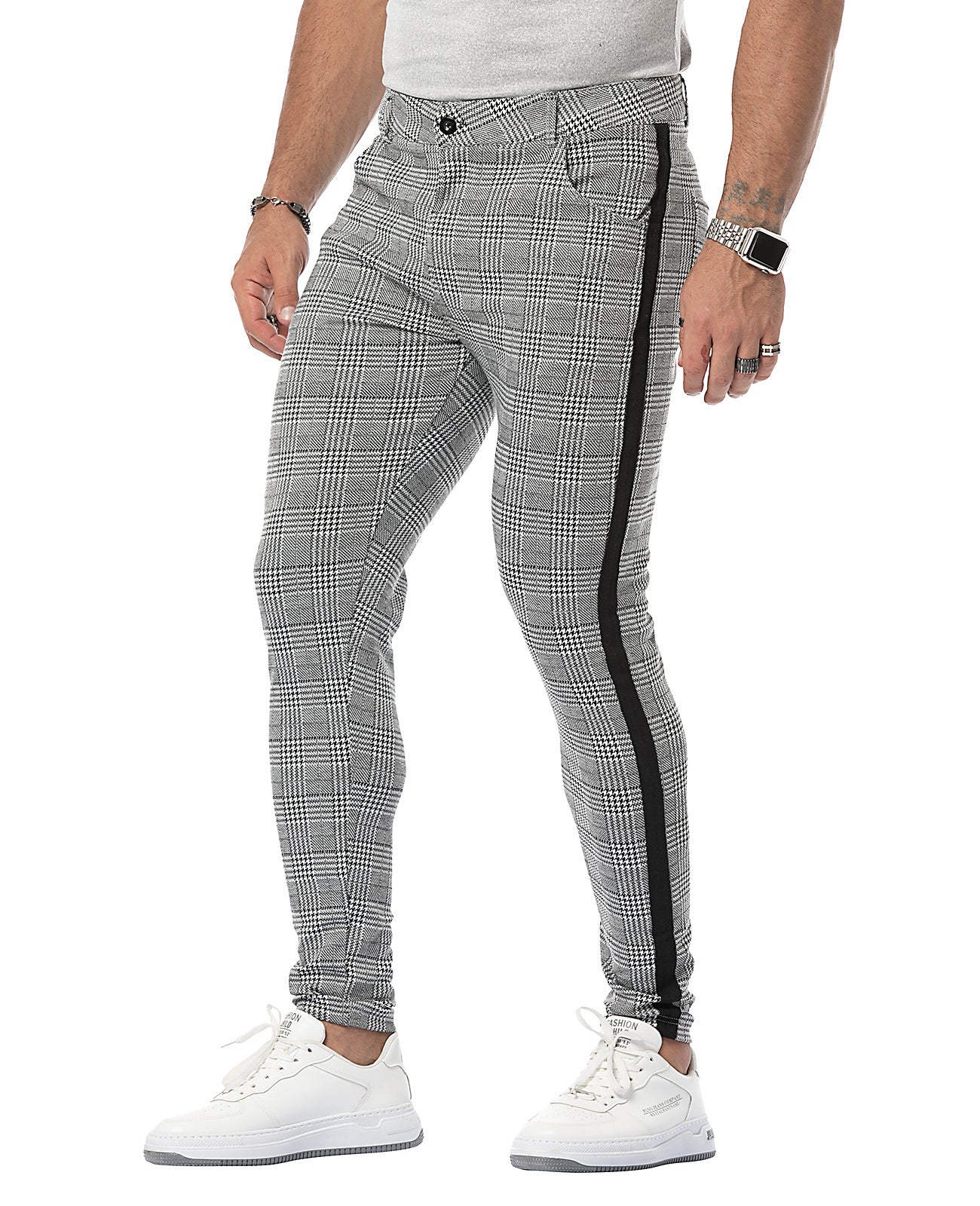 Chino skinny à carreaux pour homme - Projet Paris - Coupe ajustée - Élégance décontractée