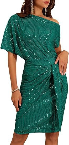 Robe asymétrique à paillettes - Épaule dénudée - Projet Paris - Brillance et allure glamour