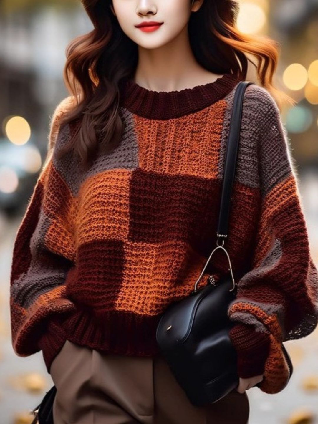 Pull à col rond ample avec couleurs contrastées - Projet Paris - Idéal pour un style décontracté