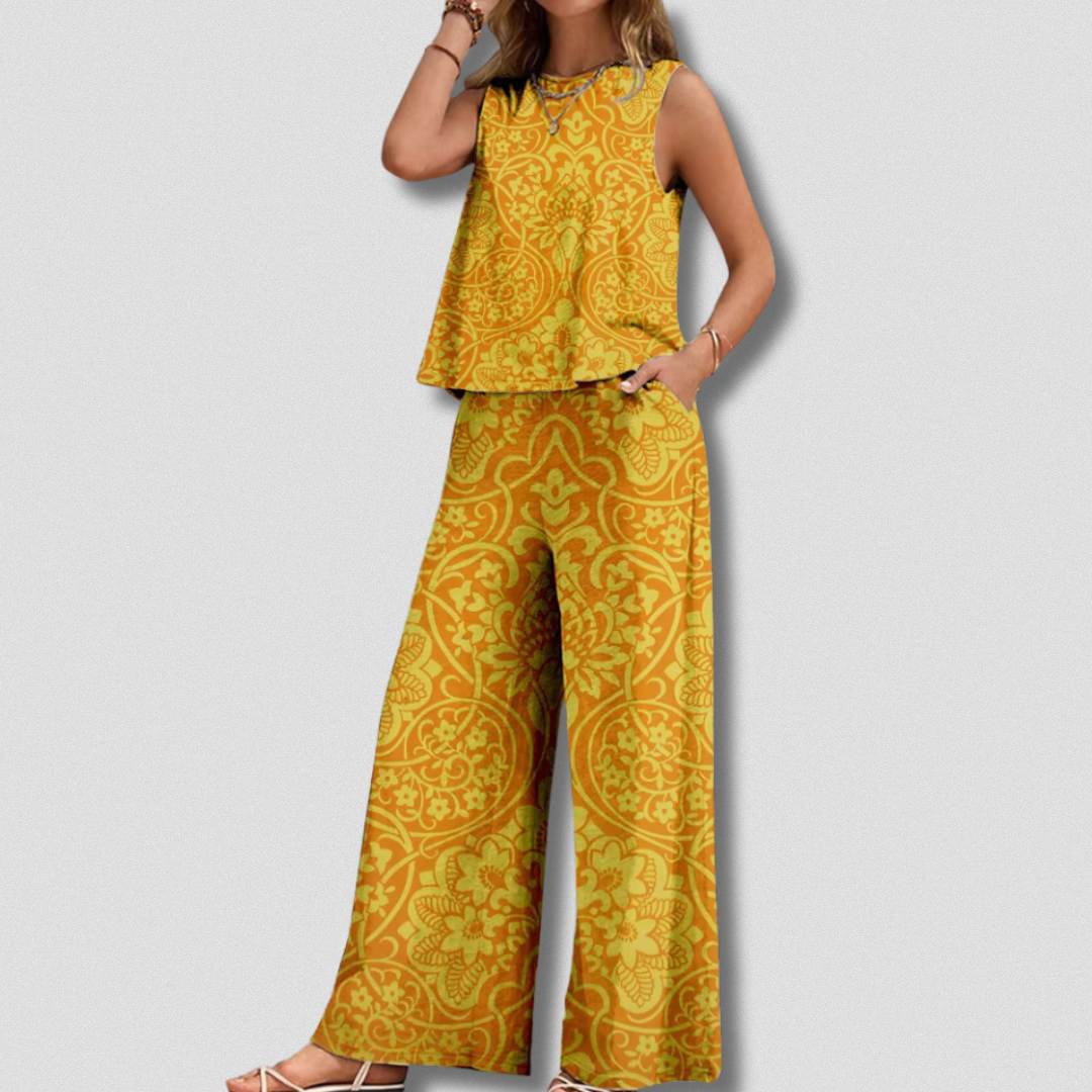 Ensemble premium femme – Imprimé abstrait moderne – Projet Paris – Élégance sophistiquée