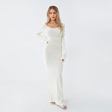 Robe maxi en maille dos nu - Élégante - Projet Paris - confortable - Parfaite pour un look chic