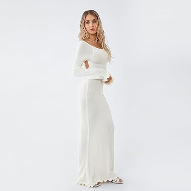 Robe maxi en maille dos nu - Élégante - Projet Paris - confortable - Parfaite pour un look chic