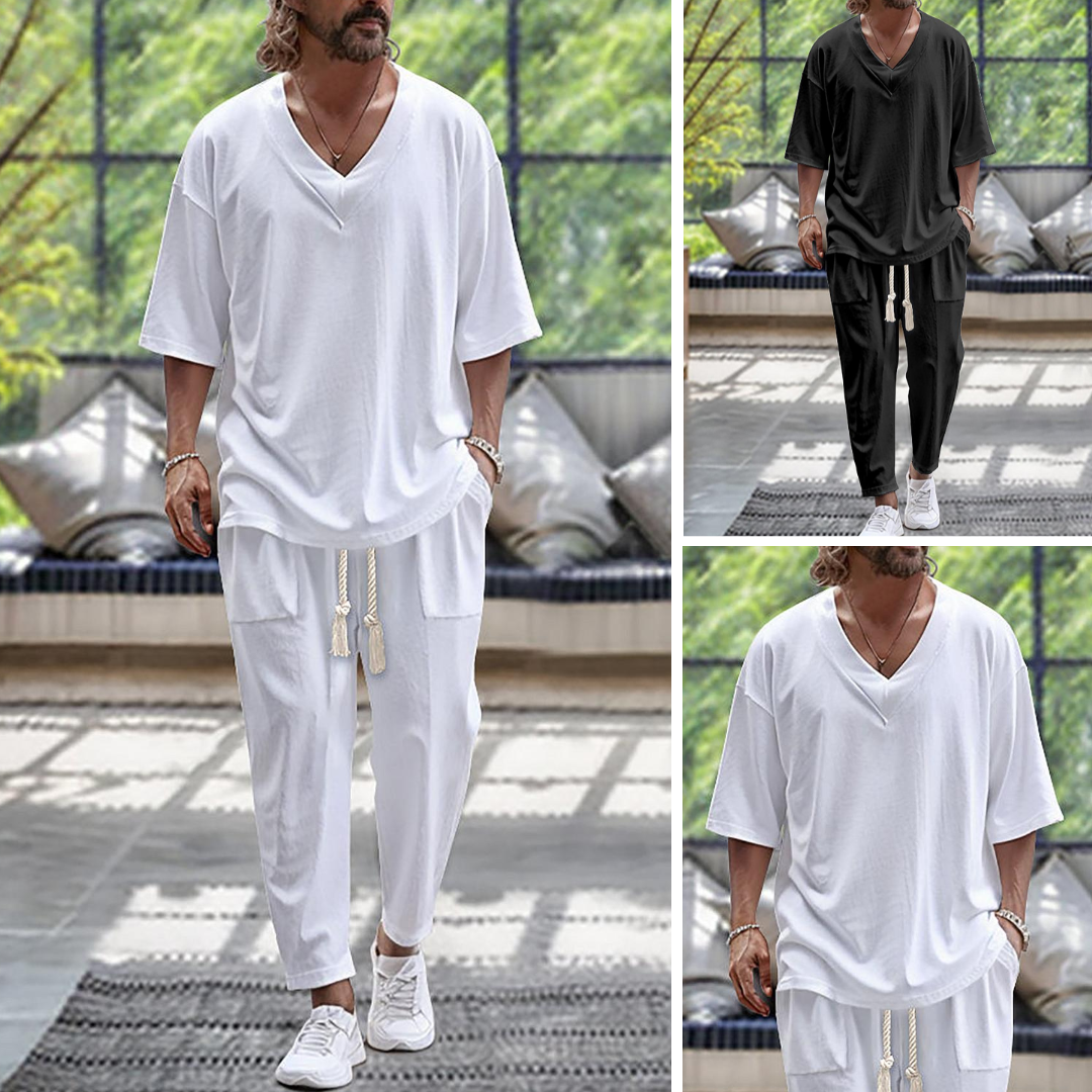 Costume Leinen Homme – Projet Paris – Chemise et Pantalon en Lin pour Look Décontracté et Élégant