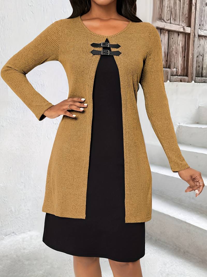 Robe 2-en-1 avec bloc de couleurs pour femmes - Projet Paris - Élégante et moderne