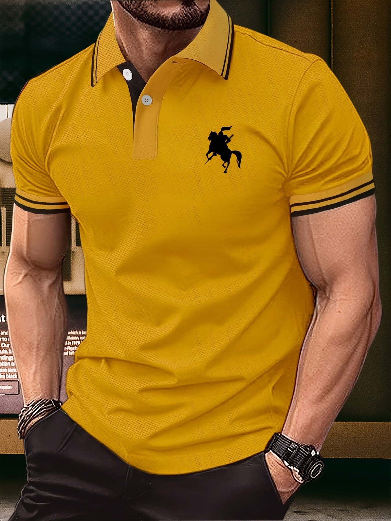 Polo homme – Imprimé chevalier avec manches courtes – Projet Paris – Style unique