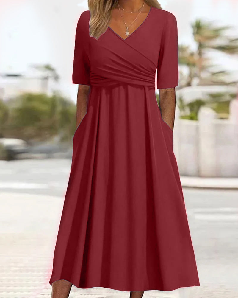 Robe midi croisée - Élégance et confort - Projet Paris - Idéale pour les occasions décontractées ou formelles