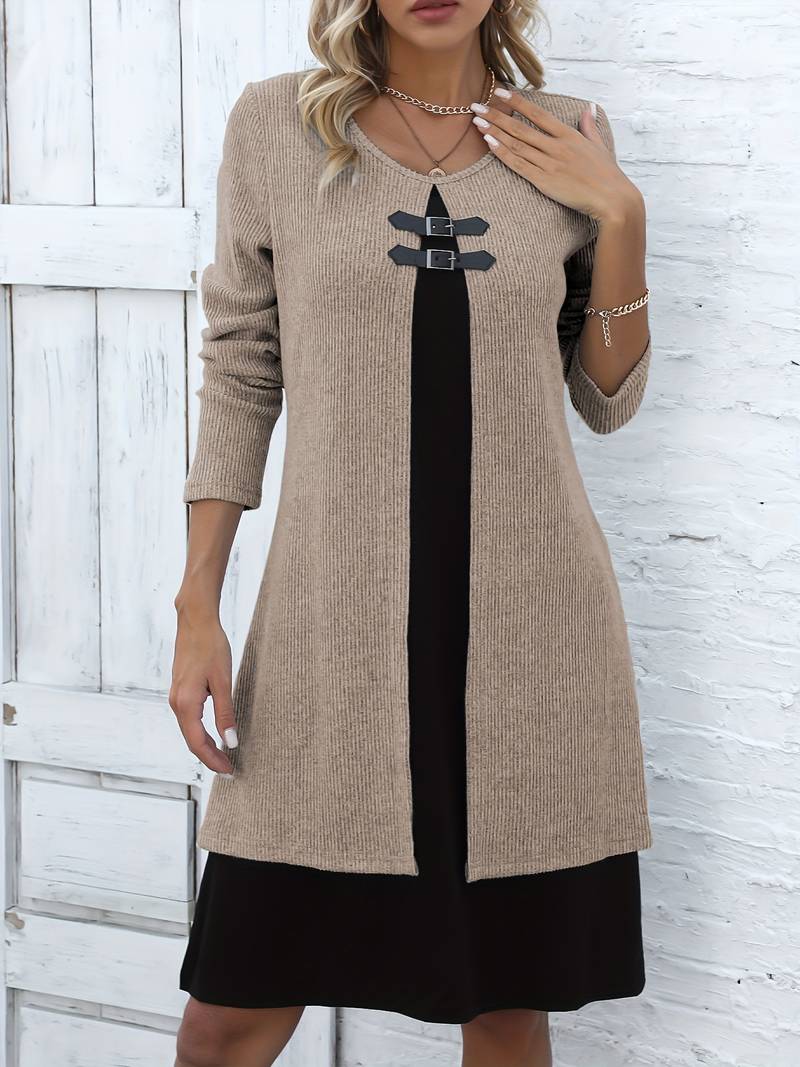 Robe 2-en-1 avec bloc de couleurs pour femmes - Projet Paris - Élégante et moderne