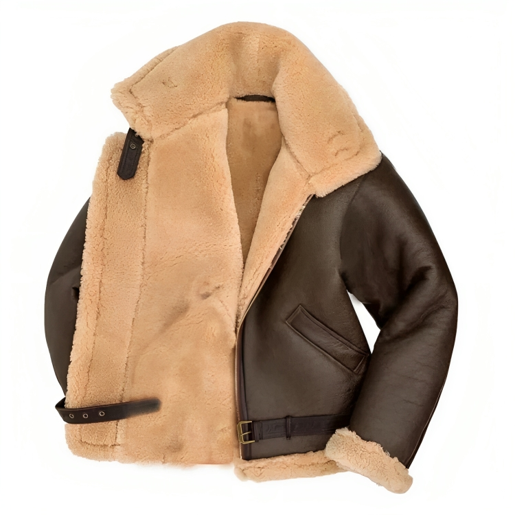 Manteau en cuir d'hiver avec fourrure pour hommes - Élégance et chaleur - Projet Paris - Parfait pour les journées froides
