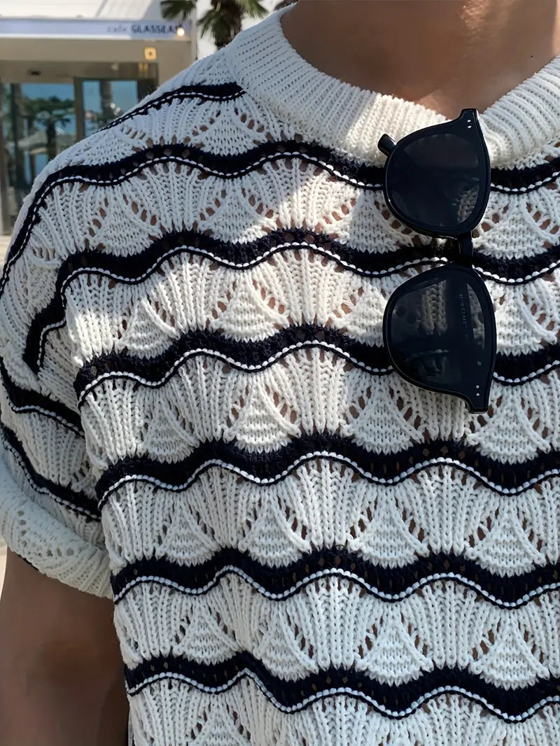T-shirt Tricoté à Motif Ondulé pour Homme – Projet Paris – Légèreté et confort avec une touche de style