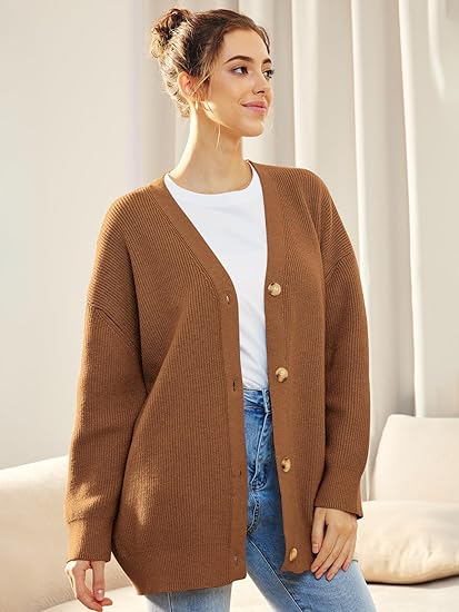 Cardigan oversized avec col en V - fermeture à boutons - Projet Paris - Élégance décontractée - Confort