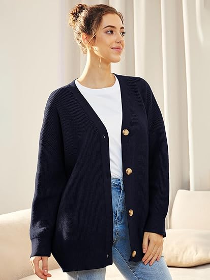 Cardigan oversized avec col en V - fermeture à boutons - Projet Paris - Élégance décontractée - Confort