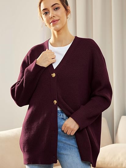 Cardigan oversized avec col en V - fermeture à boutons - Projet Paris - Élégance décontractée - Confort