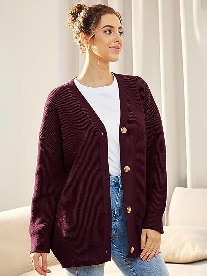 Cardigan oversized avec col en V - fermeture à boutons - Projet Paris - Élégance décontractée - Confort