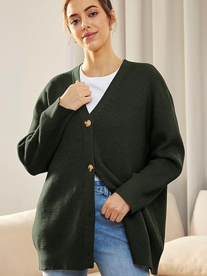 Cardigan oversized avec col en V - fermeture à boutons - Projet Paris - Élégance décontractée - Confort