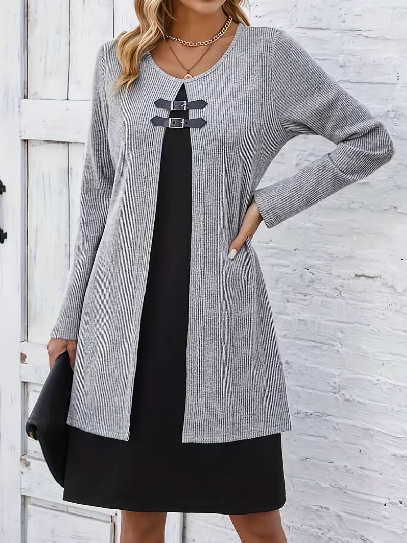 Robe 2-en-1 avec bloc de couleurs pour femmes - Projet Paris - Élégante et moderne