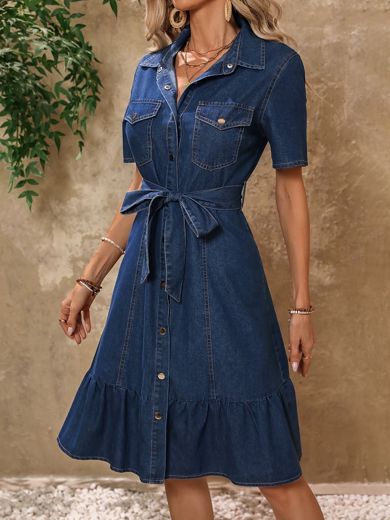 Robe en jean - Moderne avec ceinture - Projet Paris - Coton bleu - Parfaite pour toute occasion