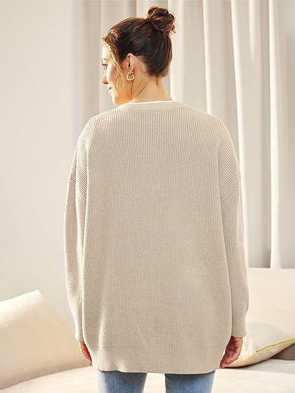 Cardigan oversized avec col en V - fermeture à boutons - Projet Paris - Élégance décontractée - Confort