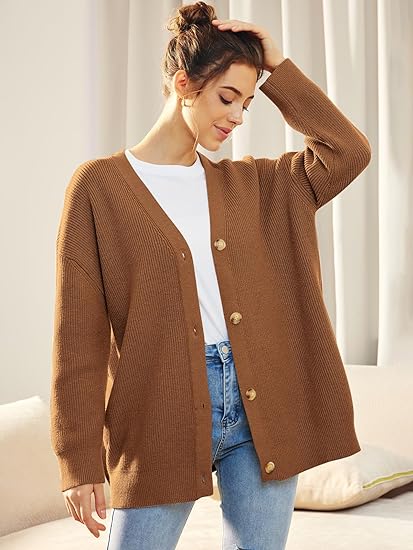 Cardigan oversized avec col en V - fermeture à boutons - Projet Paris - Élégance décontractée - Confort