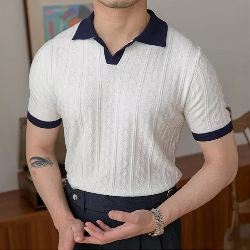 Polo jacquard homme OLD MONEY – Design raffiné et chic – Projet Paris – Élégance subtile