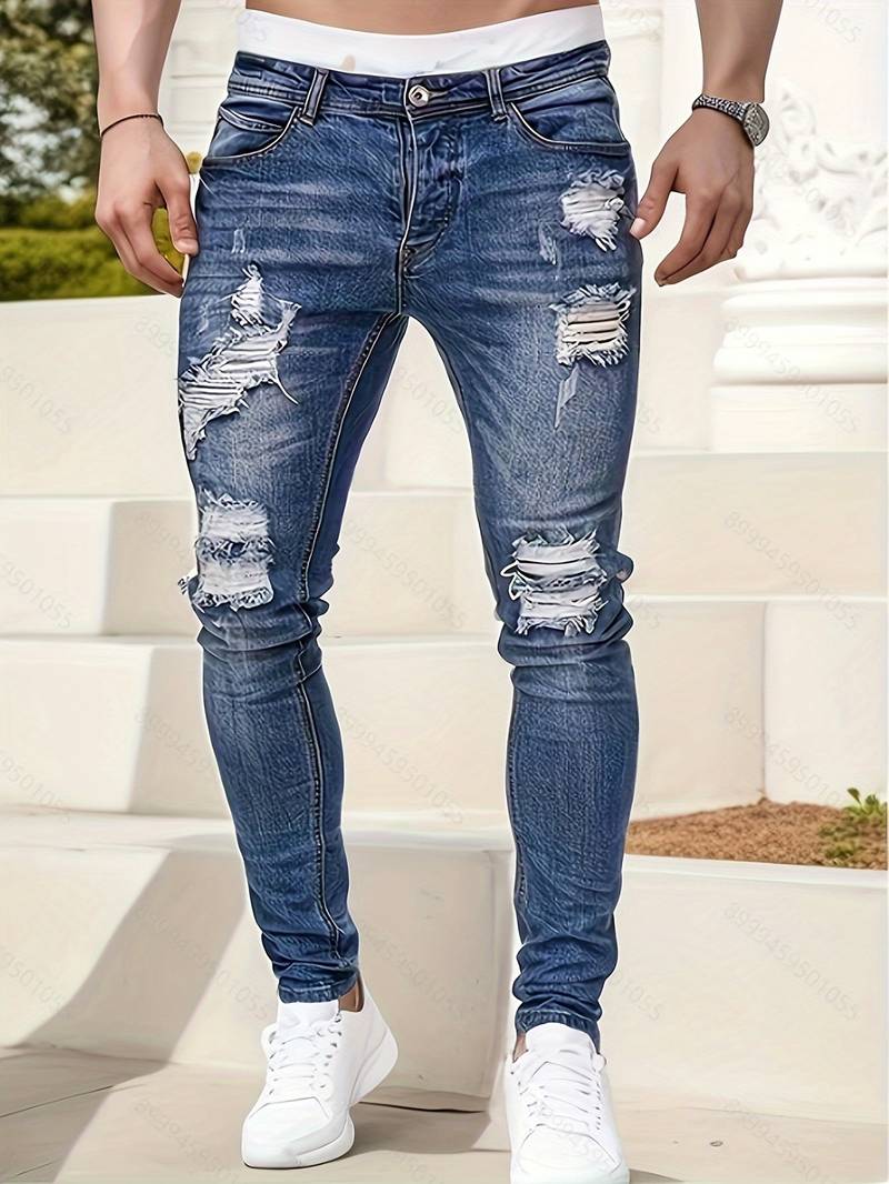Jean slim homme | effet déchiré décontracté | Projet Paris – Look urbain, coupe moderne et stretch confortable