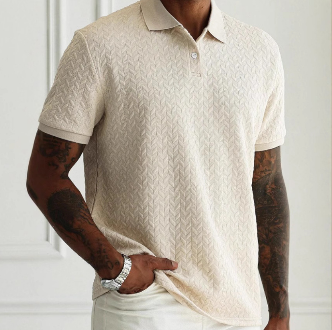 Polo homme élégant – Texture raffinée et col boutonné – Projet Paris – Confort décontracté