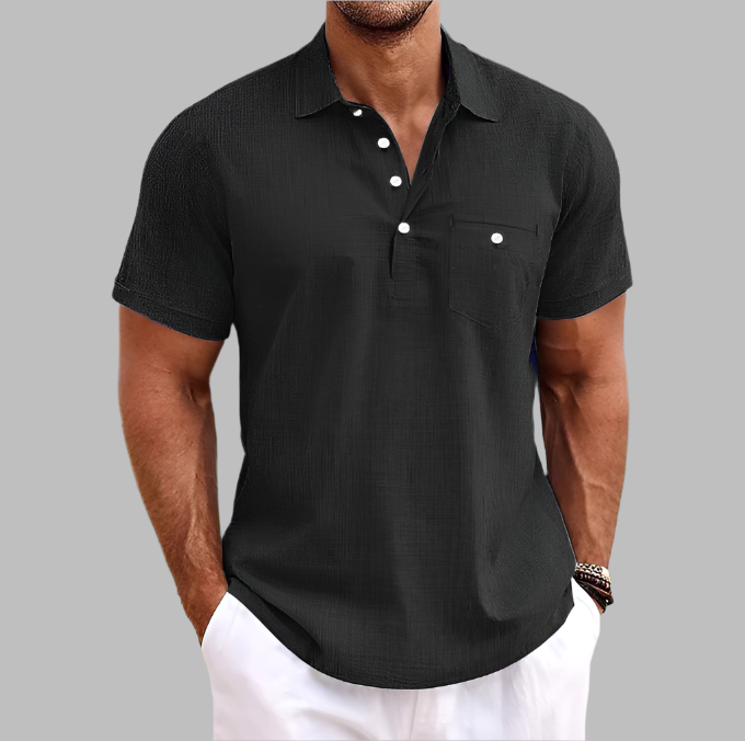 Polo en lin pour homme - Projet Paris - Tissu respirant - Parfait pour les journées chaudes