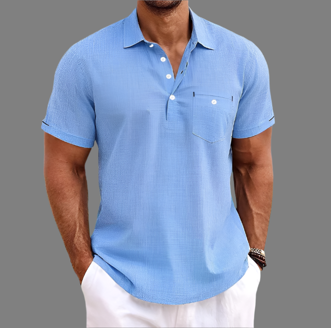 Polo en lin pour homme - Projet Paris - Tissu respirant - Parfait pour les journées chaudes