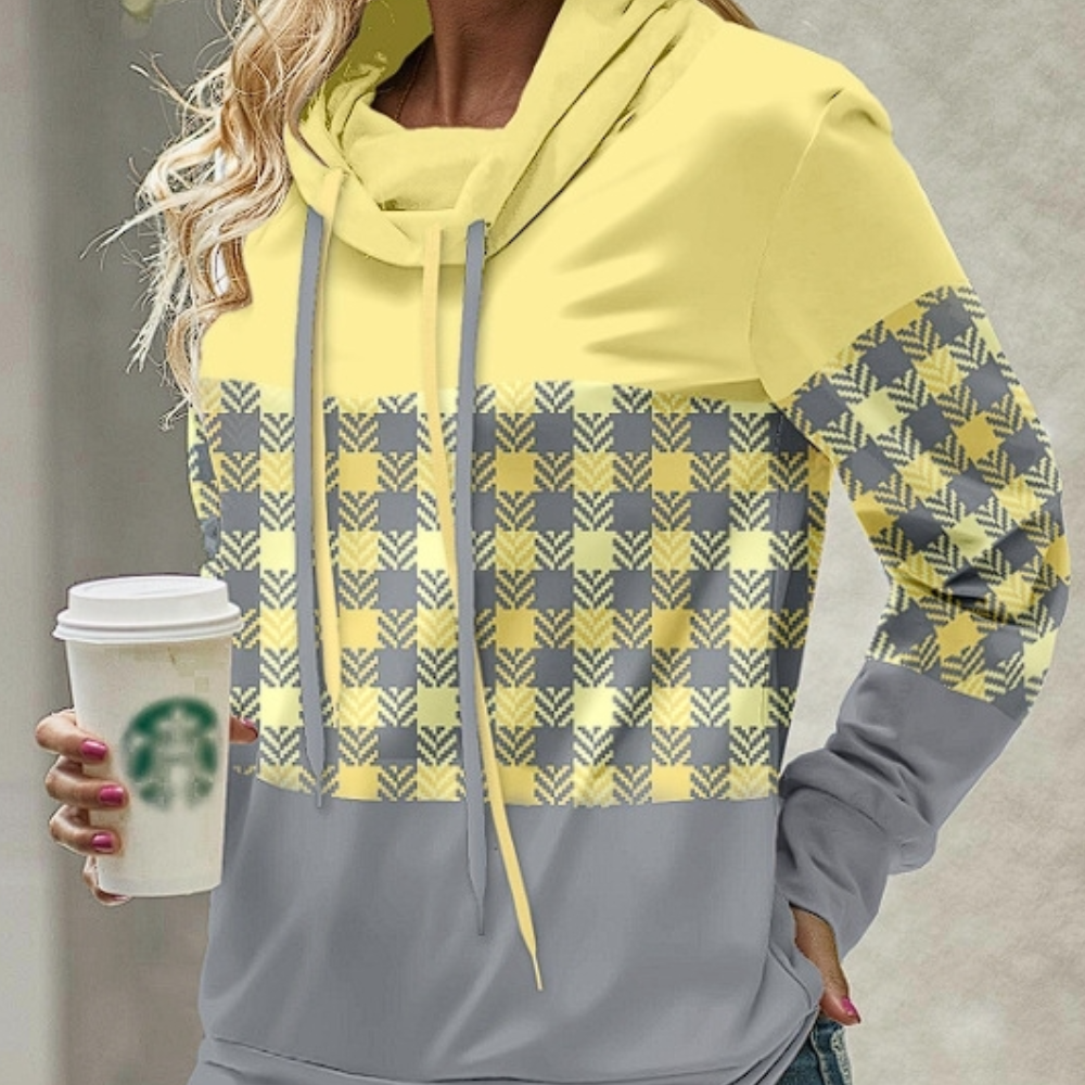 Hoodie à carreaux tendance pour femmes - Look moderne - Projet Paris - Coupe confortable